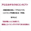 アロエのチカラのコンセプト  保湿効果の高い「アロエベラ」 エイジング効果のある「月桃」  を中心に  「肌が弱い人にも使えて、保湿とエイジングケアができる化粧水」