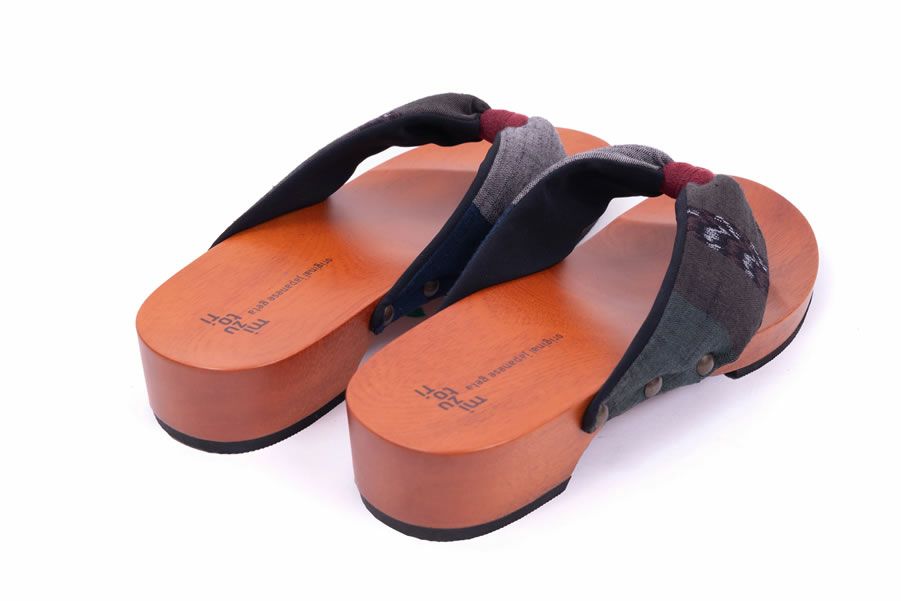 げた物語 NT-40 げた物語 絣ライン/黒・フレッシュシルキーワイン（野村織物）