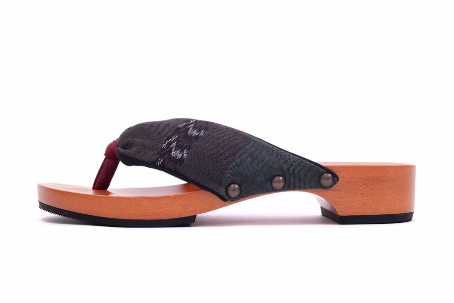 げた物語 NT-40 げた物語 絣ライン/黒・フレッシュシルキーワイン（野村織物）